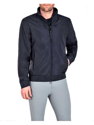 Veste très fine de coupe-vent bleu marine avec el logo sur le haut pour femme Chatson - Equiline
