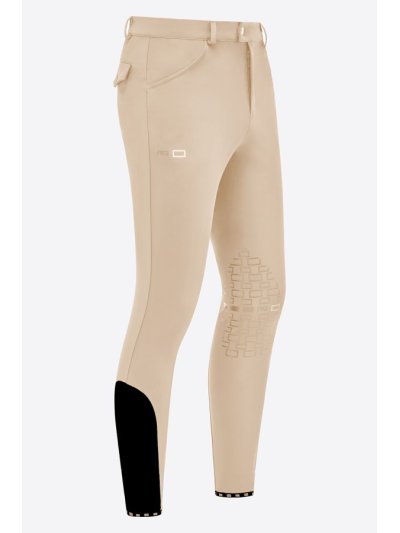 Beige bi-stretch jersey knee-grip riding breeches for men - RG