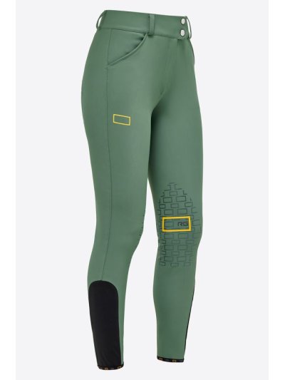 Sage green high-waisted jersey knee-grip riding breeches for women - RG