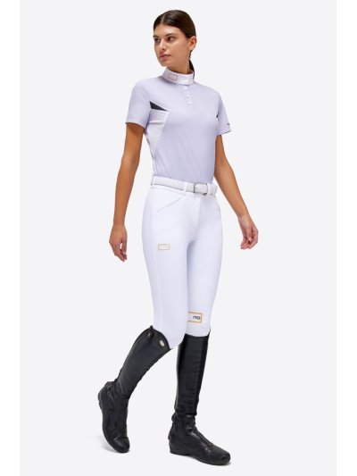 Polo de concours manches courtes lilas à pressions cachées pour femme - RG