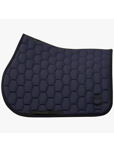 Sudadero de salto azul ahumado y negro para caballo y pony Geometric quilted - Cavalleria Toscana