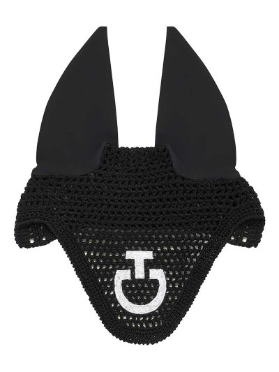 Orejeras negras de crochet con orejas elásticas para caballo y pony - Cavalleria Toscana
