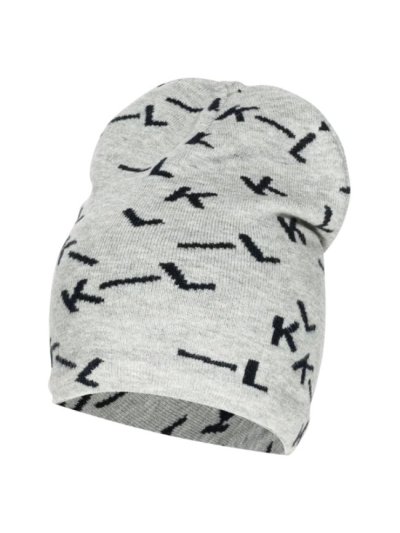 Fine gray and navy blue knitted hat with fleece interior KLgianni - Kingsland