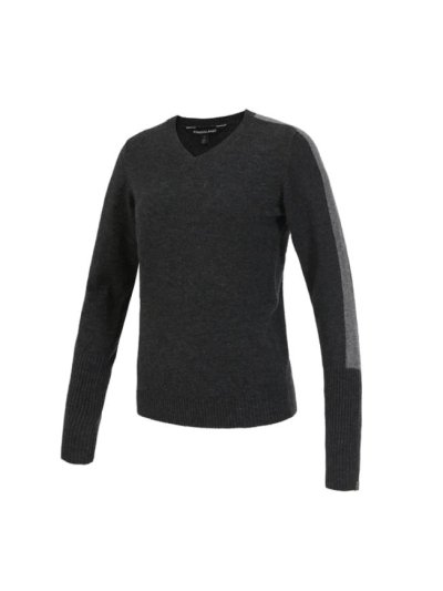 Pull fin en maille avec col en V gris foncé pour femme KLfia - Kingsland