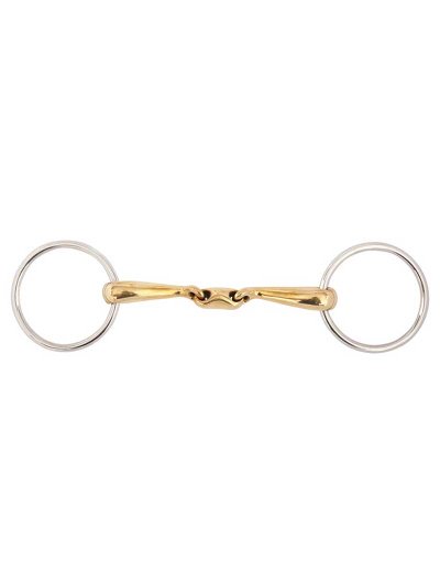 Filete curvo de Cuprigan partido doble de 16mm con anillas sueltas de 65mm para caballo Soft Contact - BR