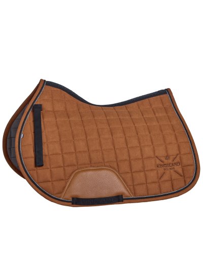 Brown jumping saddle pad with check quilting and black rope trim for horse KLmona - Kingsland