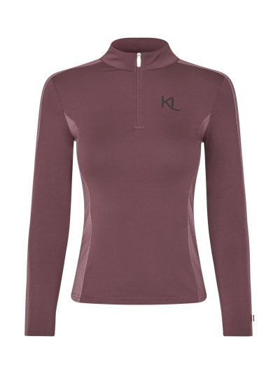 Camiseta de entrenamiento de manga larga con media cremallera cuello en color vino (plum wine) para niña -KLMelody - Kingsland