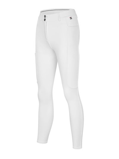 Women's white winter trousers (knee-length) with two-button closure and elastic waist - KLCornelia - Kingsland