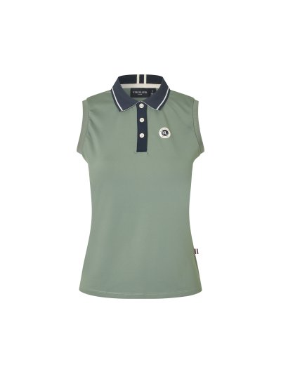 Top tipo Polo sans manches vert pour femme Laura - Kingsland