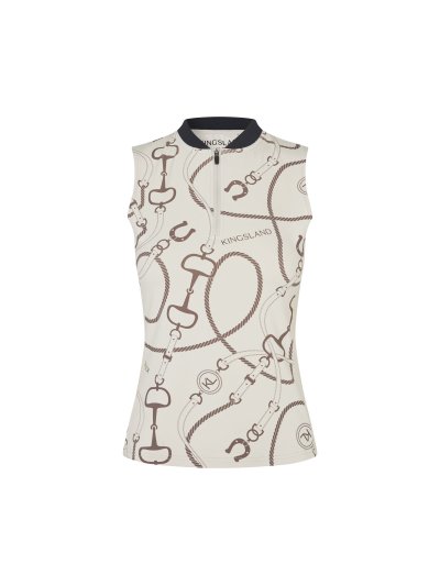 Top d'entraînement sans manches beige avec motivos ecuestres pour femme Larissa - Kingsland