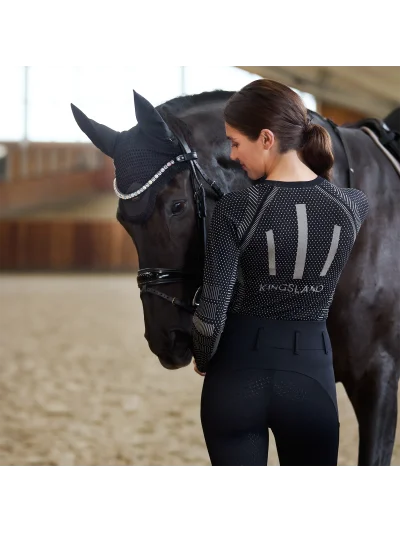 Camiseta de entrenamiento negra de cuello redondo sin costuras para mujer Alicia - Kingsland - imagen 2