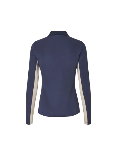 Polo de manga larga de piqué de lana azul marino (Evening Blue) para mujer Amy - Kingsland - imagen 2