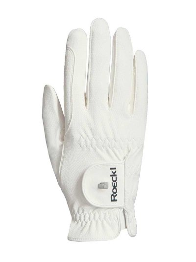 White Riding Gloves with Grip for Competition Roeck Grip Pro - Roeckl
