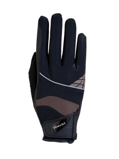 Brown and navy blue horse riding gloves model Montreal - Roeckl
