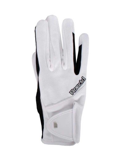 White Riding Gloves with Black Palm Milano - Roeckl