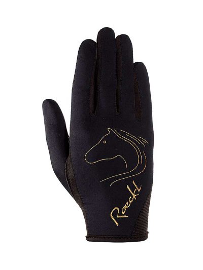 Black and Gold Riding Gloves Tryon - Roeckl