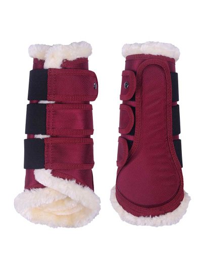 Pack de 2 protectores de doma burdeos con borreguillo para caballo y/o pony Astana - QHP