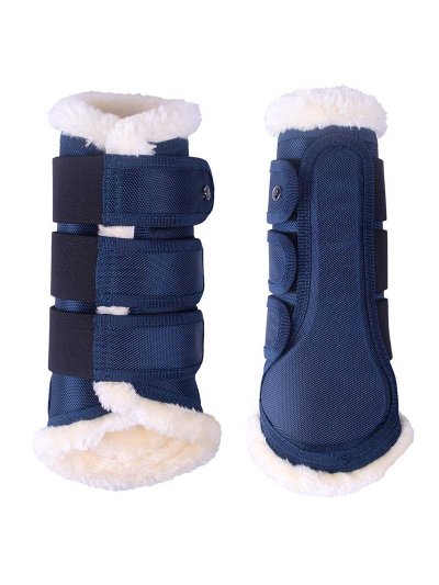 Pack de 2 protectores de doma azul marino con borreguillo para caballo y/o pony Astana - QHP