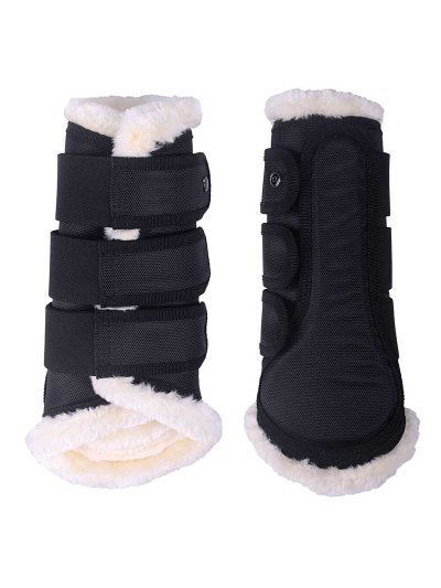 Pack de 2 protectores de doma negros con borreguillo para caballo y/o pony Astana - QHP