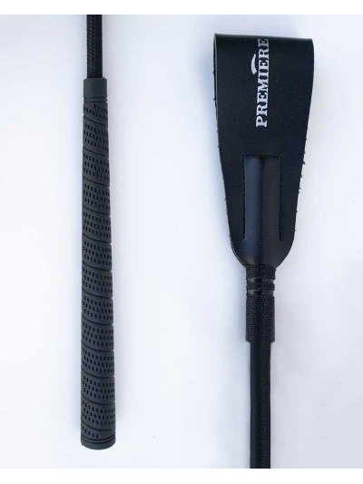Fusta de salto negra (60cm) con goma en el mango y solapa de cuero Castalia - Premiere - imagen 2