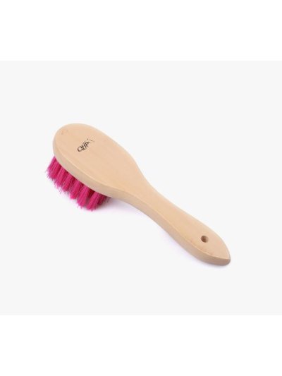 Cepillo con mango de madera y de cerda larga y gruesa color rosa  - QHP