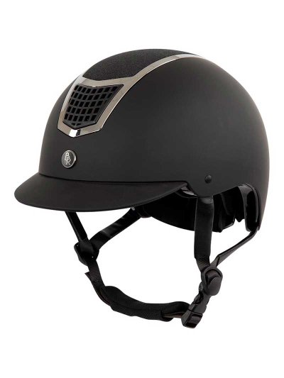 Casque de monter a cheval noir avec contrastes en argenté et paillettes Lambda - BR