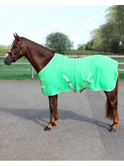 Manta polar de secado con cinchuelos verde manzana para pony - QHP