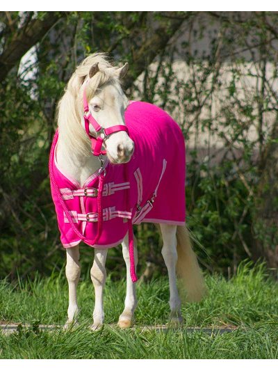 Manta polar de secado con cinchuelos rosa fucsia para pony - QHP