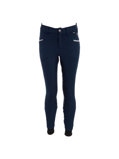 Navy blue horseback riding pants with silicone full seat grip for girls model Heleen - BR