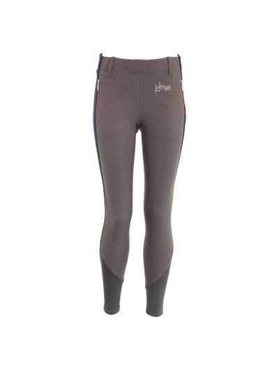 Grey and navy blue horseback riding pants with silicone full seat grip junior model Hajo - BR