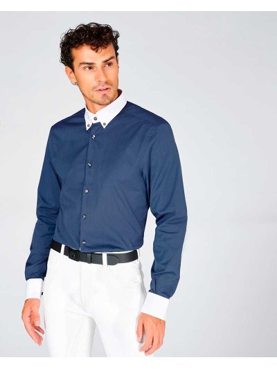 Camisa de manga larga de competición azul oscuro para hombre Boston - Vestrum