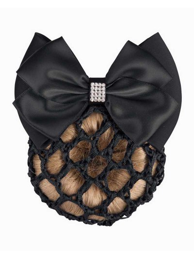Black hairnet with bow and rhinestones - BR
