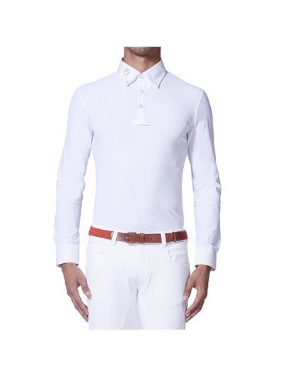 Polo de compétition blanc à manches longues pour homme Ketchum - Vestrum
