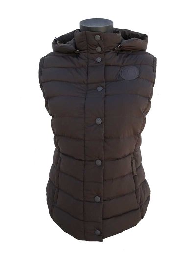 Women’s dark brown padded vest with hood Monaco - Vestrum