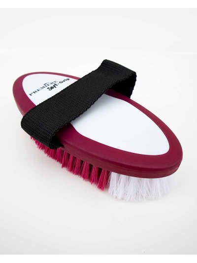 Brosse moyen bordeaux et blanc de poils doux pour le corps (mesure 17x8cm, poils de 2,5cm) - Premiere