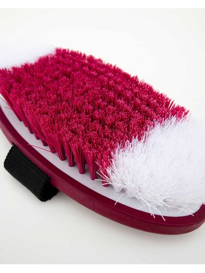 Brosse moyen bordeaux et blanc de poils doux pour le corps (mesure 17x8cm, poils de 2,5cm) - Premiere - imagen 2