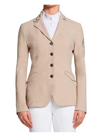 Veste technique de compétition beige avec passepoil du col marron pour femme Camberra - Vestrum