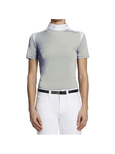 Polo gris clair à manches courtes de concours pour femme Saikai - Vestrum