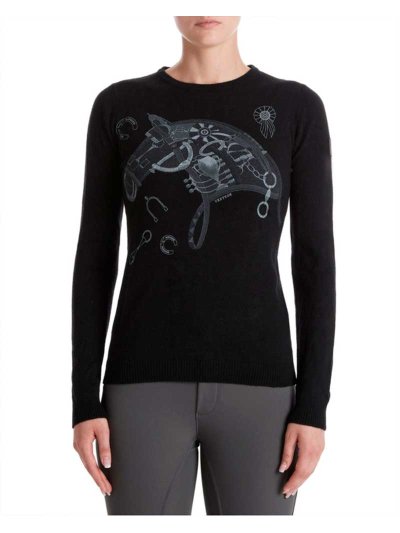 Fine knitted black and gray jumper for women Nyon - Vestrum