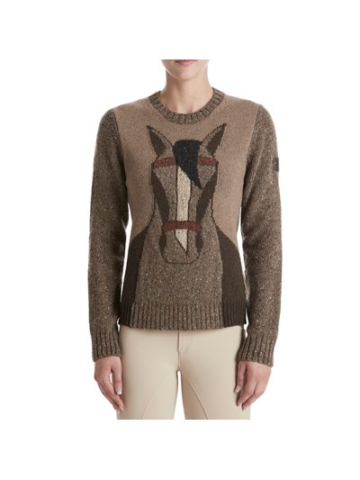 Thick brown knitted jumper for women Binche - Vestrum