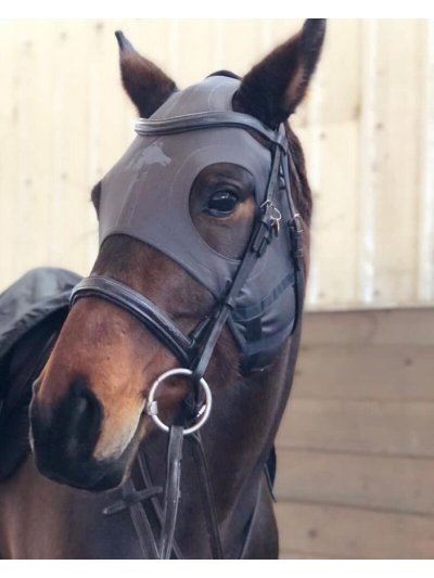 Mask (Without Ears, Velcro Closure) Grey with Liquid Titanium for Horse Focus – Fenwick LT