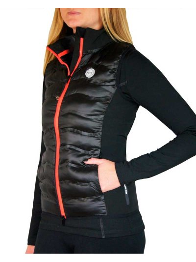 Women’s black and fluorescent orange padded vest Akira - Euro-Star