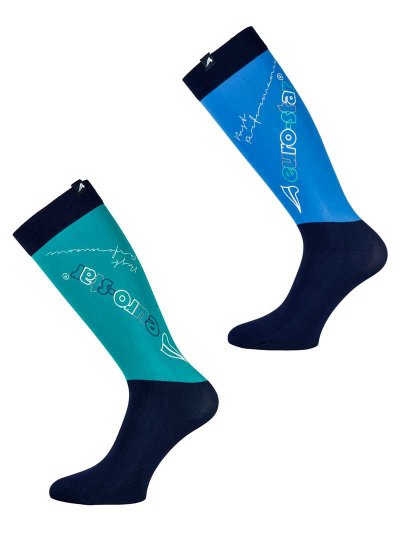 Pack de 2 calcetines altos tipo malla (azul y verde turquesa) Design - Euro-Star