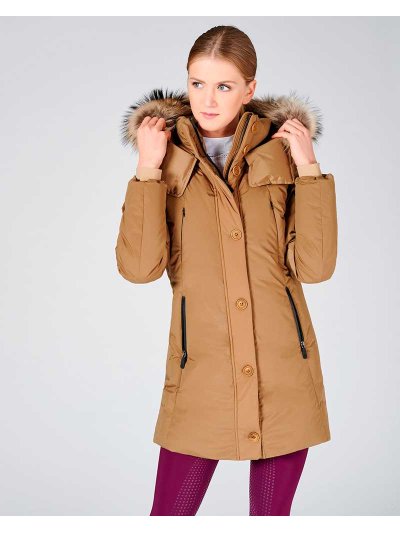 Women’s khaki padded waterproof and windproof parka with hood Minneapolis - Vestrum