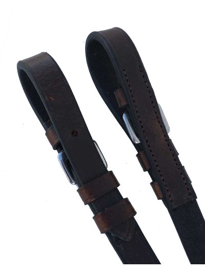 16mm Rubberized Leather Reins with Brown Stoppers for Horse - Waldhausen - imagen 4