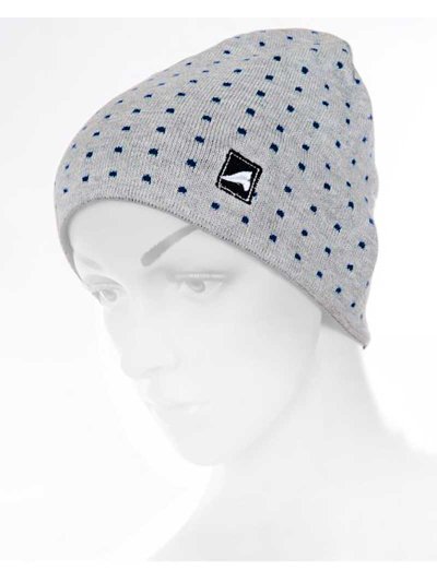 Fine Grey Knit Beanie with Navy Dots – Iris - Euro-Star