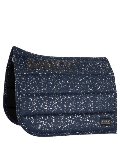 Sudadero de doma azul marino (dark navy) con efecto confeti plateado para caballo (full) - Anky