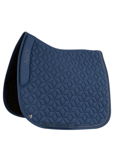 Navy blue dressage saddle pad (Insignia Blue) with silver metal bead detail on the back for horses - Anky