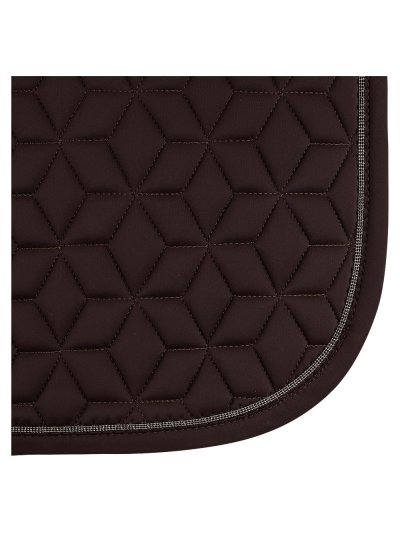 Dark chocolate brown “Chocolate Torte” dressage saddle pad with silver metal bead detailing on the back for horse - Anky - imagen 2