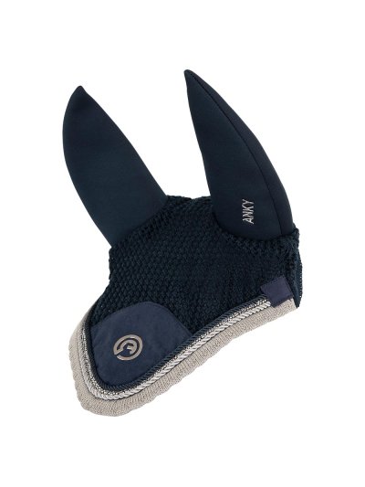 Orejeras azul marino y gris con brillantes (navy/silver) con orejas antirruido para caballo y pony - Anky